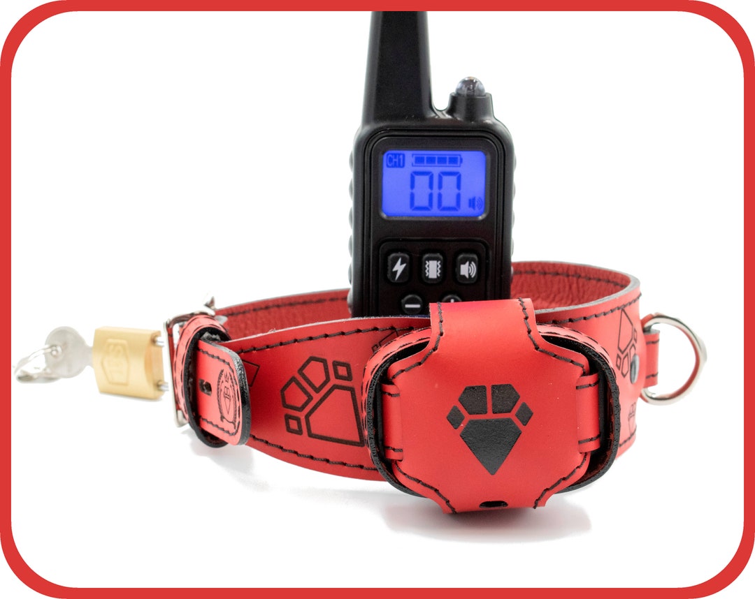 Premium Leather Locking Shock Collar Two Bracelets Custom Etsy