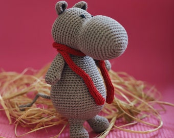 Hippopotame, hippopotame au Crochet, hippopotame tricoté, hippopotame, jouet hippopotame, animal de safari, jouet fait main hippopotame, hippopotame farci, animaux d'Afrique, décor de pépinière