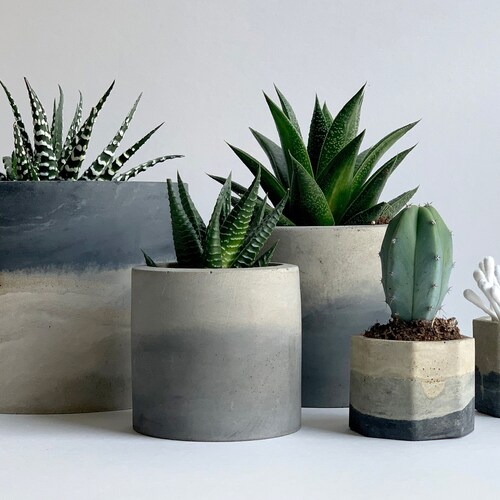 Concrete Plant Pot Concrete Planter Minimalist Succulent Etsy