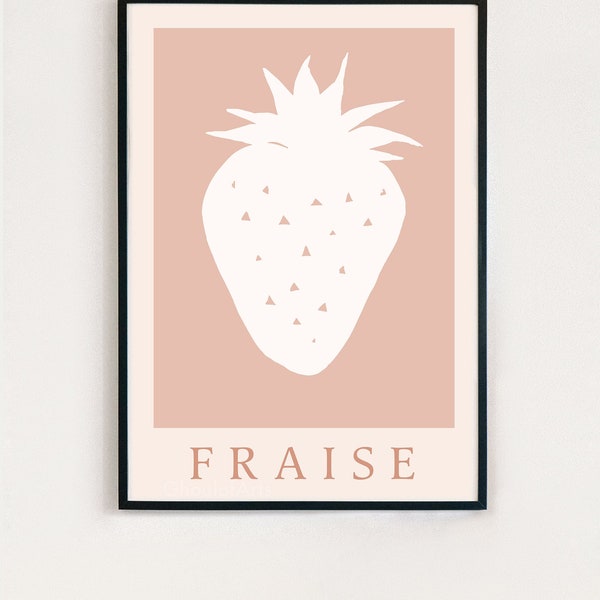 Fraise Print - Erdbeere - Fruit Print - DIGITAL DOWNLOAD PRINT - Art Prints - Druckbare Wandkunst