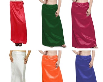 Frauen Casual Satin Seide Petticoat Inskirt Tägliche Kleidung Petticoat Fertig Petticoat Indische Sari Unterrock Saree Inner Wear Rock Kleid Wrap