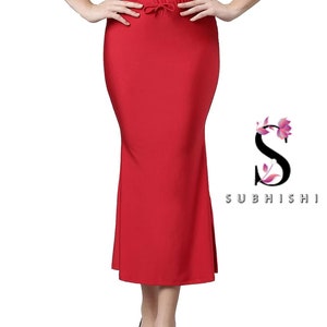 Women Shimmer Flare Shapewear Casual Inskirt Petticoat Lycra Petticoat Readymade Petticoat Indian Sari Underskirt Saree Inner Wear Skirt Red