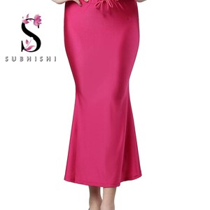Women Shimmer Flare Shapewear Casual Inskirt Petticoat Lycra Petticoat Readymade Petticoat Indian Sari Underskirt Saree Inner Wear Skirt Pink
