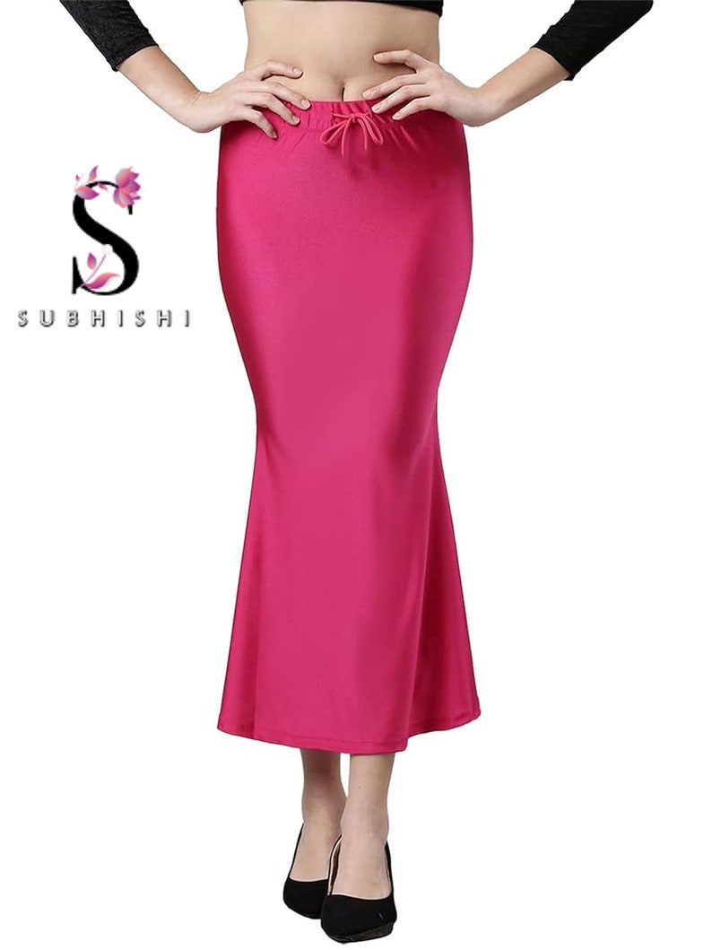 Women Shimmer Flare Shapewear Casual Inskirt Petticoat Lycra Petticoat Readymade Petticoat Indian Sari Underskirt Saree Inner Wear Skirt Pink