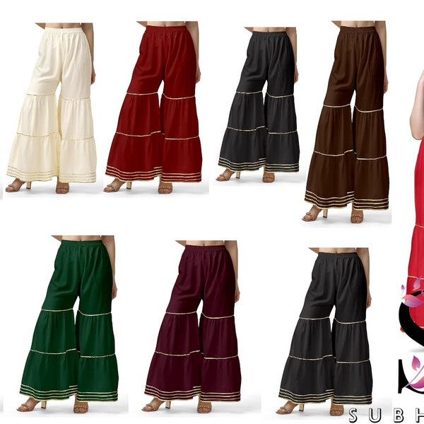 Subhishi Super Soft Cotton Sharara with Lace Work in 10 Attractive Colors for Women's and Girl's