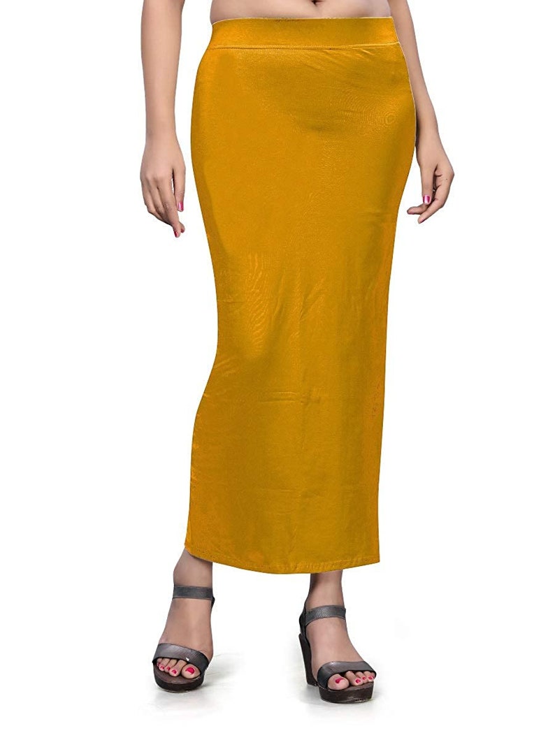 Vrouwen Fish Cut Shapewear Inskirt Dagelijkse kleding Petticoat Lycra Petticoat Readymade Petticoat Indiase Sari Onderrok Innerlijke slijtage Rok Silhouet Mustard yellow