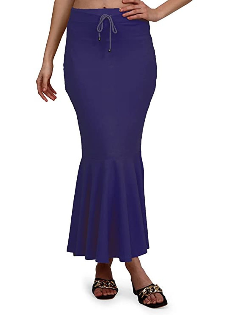 Women Flare Shape wear Casual Inskirt Daily Wear Petticoat Lycra Petticoat Readymade Petticoat Indian Sari Underskirt Saree Inner Wear Skirt Navy Blue