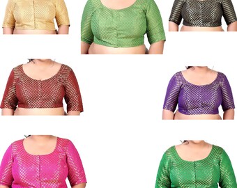 SubhiShi Women's  Plus Size Brocade Saree Blouse Lehenga Crop Top Party wear Bollywood Choli extra large Readymade Designer Blouse