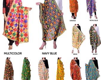 Women's Embroidered Phulkari Chiffon Dupatta  for partywear and casual wear