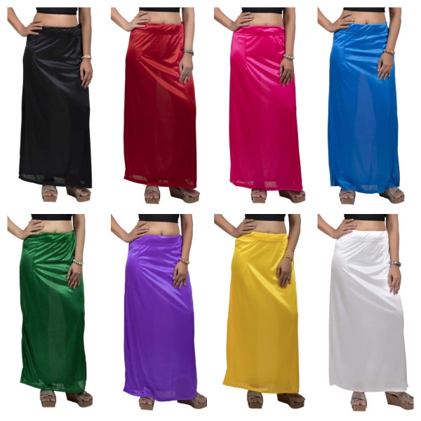 Women Casual Satin Silk Petticoat Inskirt Daily Wear Petticoat Readymade Petticoat Indian Sari Underskirt Saree Inner Wear Skirt Dress Wrap