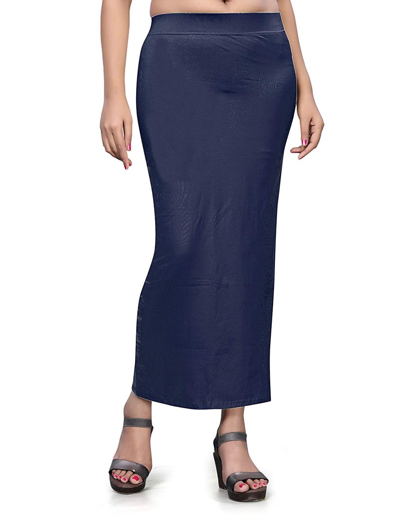 Vrouwen Fish Cut Shapewear Inskirt Dagelijkse kleding Petticoat Lycra Petticoat Readymade Petticoat Indiase Sari Onderrok Innerlijke slijtage Rok Silhouet Navy Blue