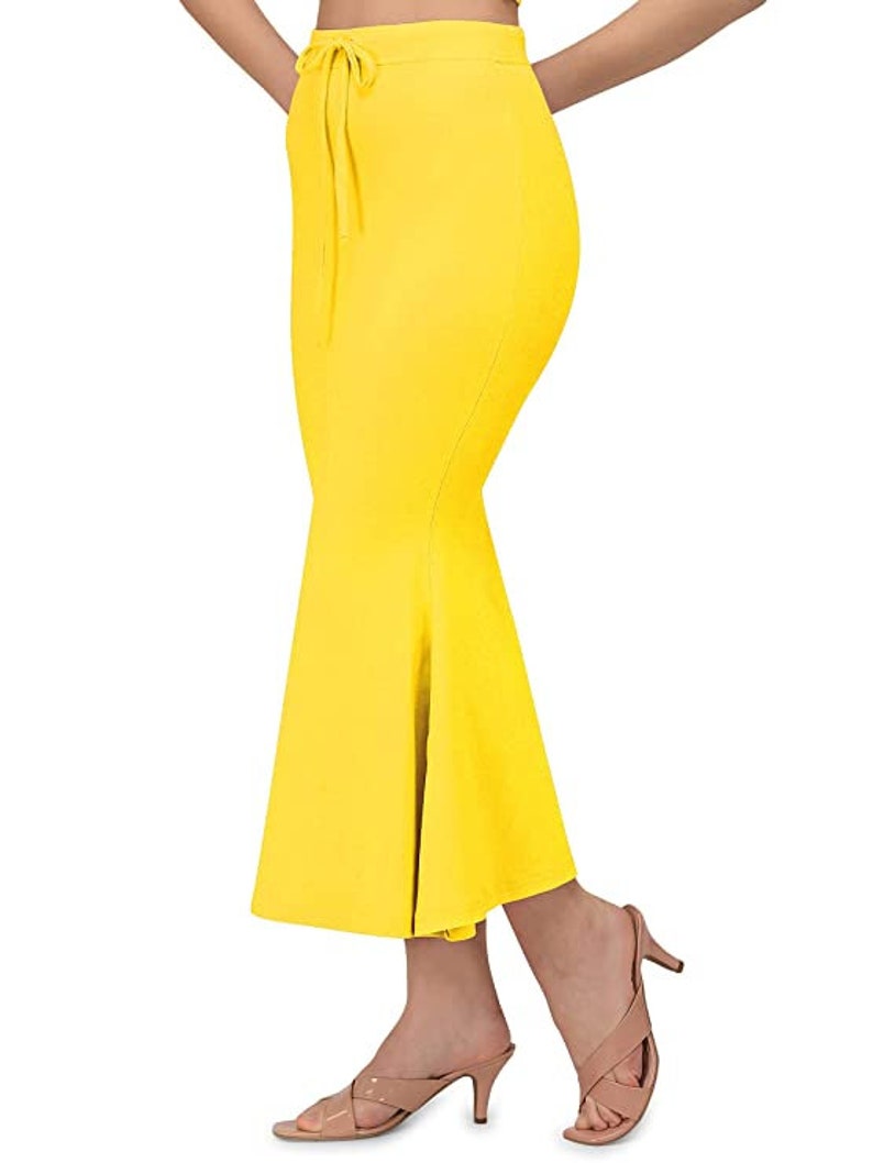 Women Flare Shape wear Casual Inskirt Daily Wear Petticoat Lycra Petticoat Readymade Petticoat Indian Sari Underskirt Saree Inner Wear Skirt Yellow