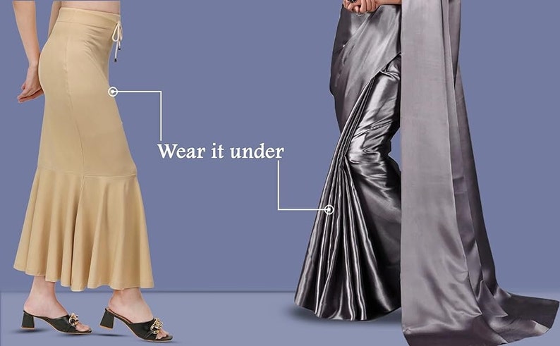 Women Flare Shape wear Casual Inskirt Daily Wear Petticoat Lycra Petticoat Readymade Petticoat Indian Sari Underskirt Saree Inner Wear Skirt zdjęcie 10