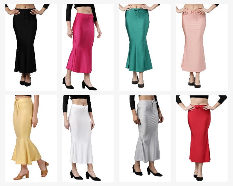 Women Shimmer Flare Shapewear Casual Inskirt Petticoat Lycra Petticoat Readymade Petticoat Indian Sari Underskirt Saree Inner Wear Skirt image 1
