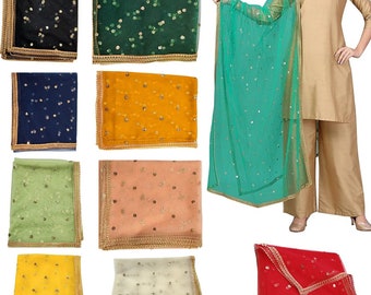 Indian Net Dupatta Hijab Scarf Chunni Woman'S Sequins Dupatta Ethnic Dupatta Beach Cover Wrap Gifts For Her