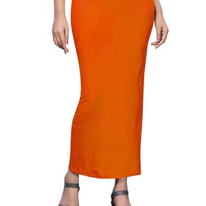 Vrouwen Fish Cut Shapewear Inskirt Dagelijkse kleding Petticoat Lycra Petticoat Readymade Petticoat Indiase Sari Onderrok Innerlijke slijtage Rok Silhouet Oranje