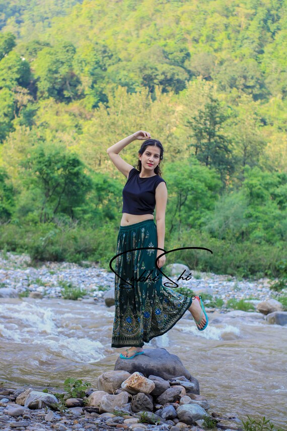 Subhishi Sparkling Indian Sequin Skirt Embroidered Boho Maxi Skirt