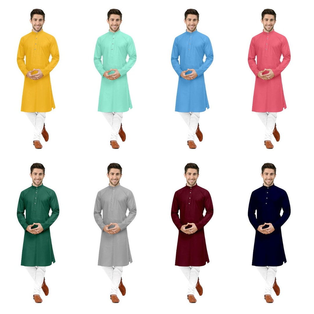 Indian Mens Cotton Kurta Pajama Set Traditional Kurta Pyjama Etsy