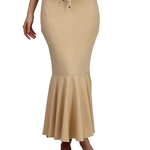 Women Flare Shape wear Casual Inskirt Daily Wear Petticoat Lycra Petticoat Readymade Petticoat Indian Sari Underskirt Saree Inner Wear Skirt Beige