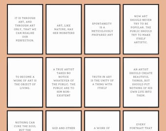 Oscar Wilde's Inspirational Art Quotes, Set of 24 Prints, Artistic Expressions of Oscar Wilde, Oscar Wilde Room Print, English Decoration