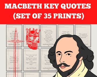 Macbeth Quotes English Classroom Decor, Set of 35 Quotes, Shakespeare Posters Quotes, Shakespeare Posters, Shakespeare Art Gift, Dorm Decor