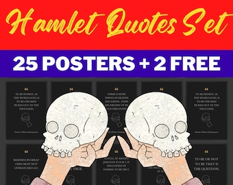 Shakespeare Hamlet Wall Art, Hamlet Quotes Posters English Classroom Decor Set of 25 + 2, William Shakespeare Quotes, Hamlet Poster Set,