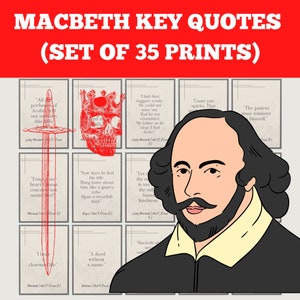 Macbeth Quotes English Classroom Decor, Set of 35 Quotes, Shakespeare Posters Quotes, Shakespeare Posters, Shakespeare Art Gift, Dorm Decor