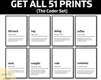 Impressão com definição de programador engraçado, presente para programador, humor para engenheiro de software, decoração para escritório, arte de parede para ciência da computação, presente para tecnologia da informação