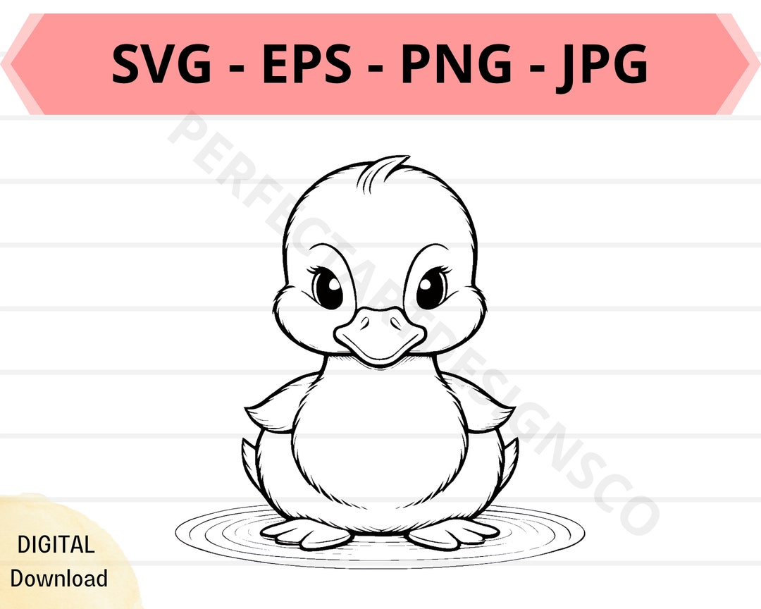 Cute Duckling Svg File, Baby Duckling Outline Svg, Duckling Clipart Svg