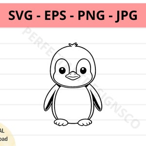 Cute penguin svg file, baby penguin outline svg, penguin clipart svg, penguin svg cut files for cricut, silhouette, penguin svg eps png jpg