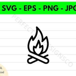 Campfire Outline Svg File, Campfire Cutting Svg File For Cricut, Campfire Clipart Svg, Campfire Vector Svg Png Eps