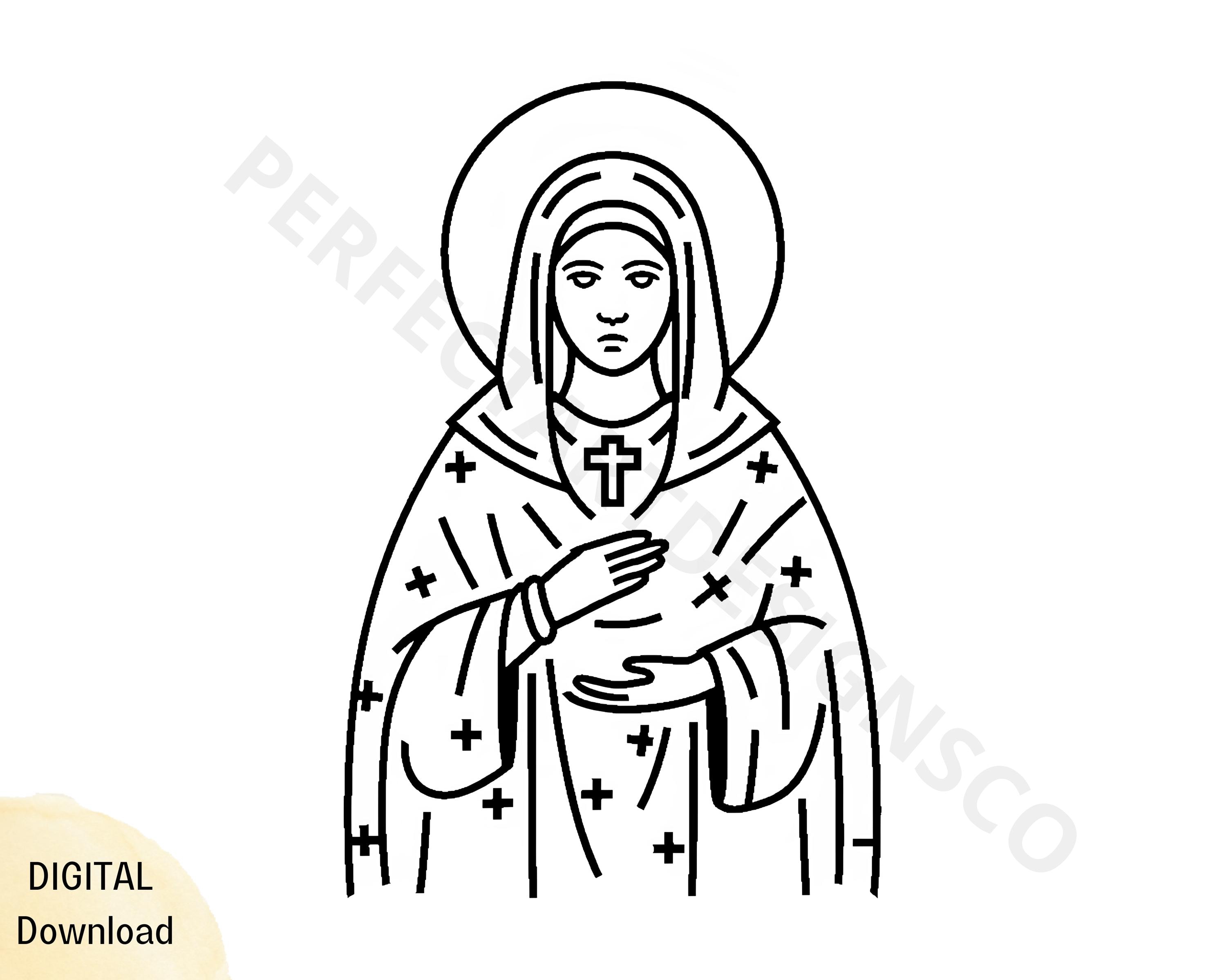 St Mary Coptic Icon Svg Cut File for Cricut, Silhouette, St Mary Coptic ...