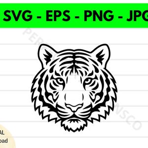 Tiger Head Outline Svg, Tiger Head Clipart, Tiger Head Svg For Shirt, Svg File For Cricut, Tiger Head Cut File Svg Eps Png