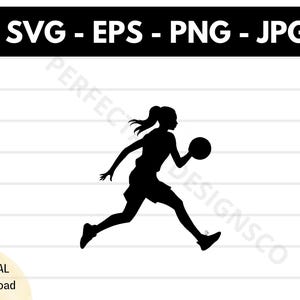 Silhueta de basquete feminino Svg, clipart de basquete feminino, arquivo svg de basquete feminino para Cricut, design de camisa de basquete feminino Png Jpg