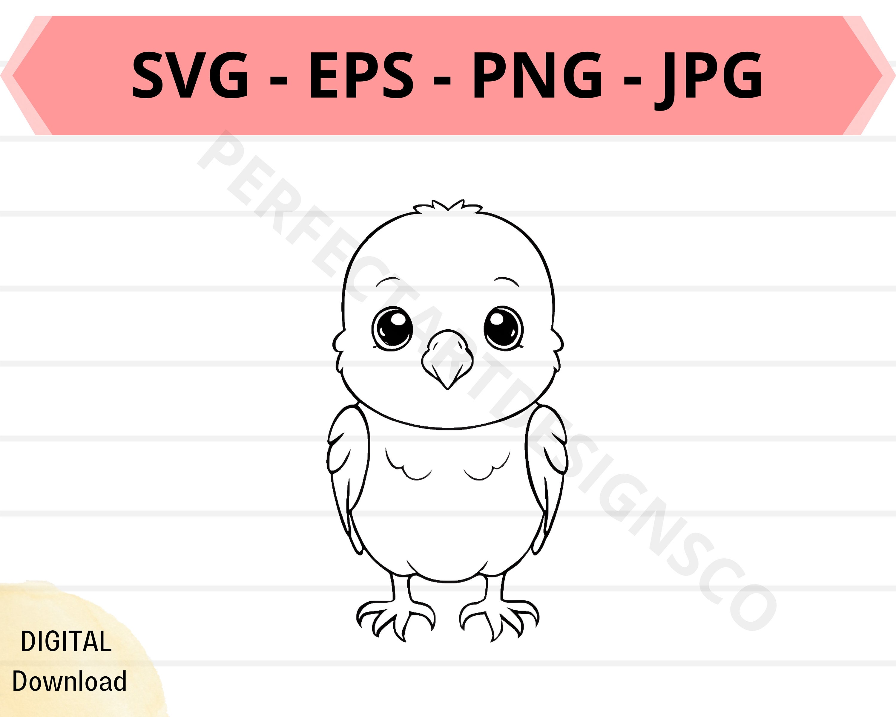 Cute Budgie Svg File, Baby Budgie Outline Svg, Budgie Clipart Svg