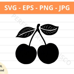 Cherry Outline Svg, Cherry Fruit Clipart, Cherry Svg for Shirt, Svg File for Cricut, Cherry Cut File, Cherry Vector Svg Eps Png Jpg