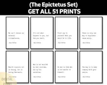 51 Epictetus Quotes, Stoic Philosophy Printable Wall Art Set, Greek Wisdom Digital Download, Stoicism Gift, Inspirational Quote Pack