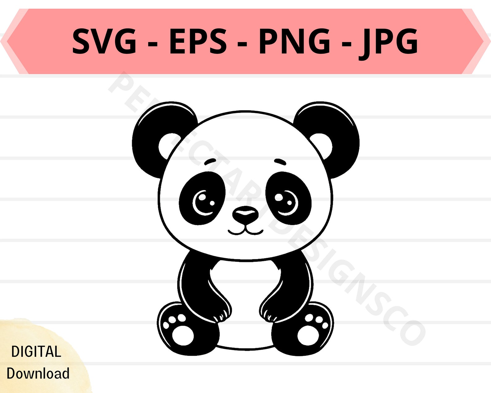 Cute Panda Svg File, Baby Panda Outline Svg, Panda Clipart Svg, Panda ...