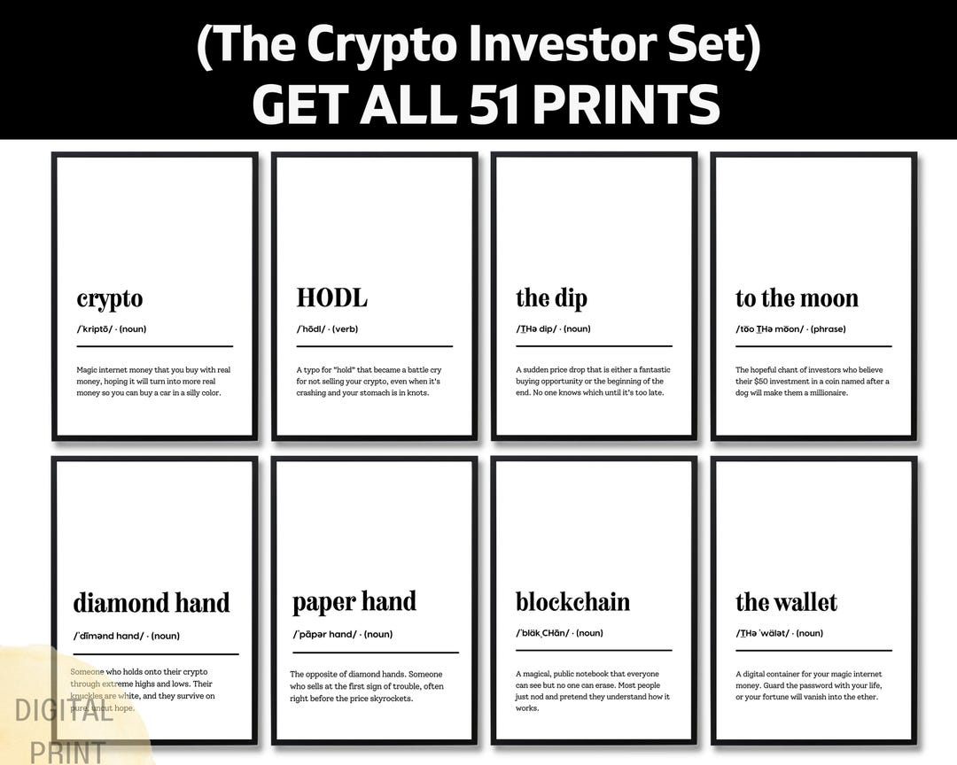 Crypto Investor Funny Definition, Bitcoin Humor Print, HODL Wall Art,  Sarcastic Trader Gift, to the Moon Quote, Cryptocurrency Decor - Etsy Israel
