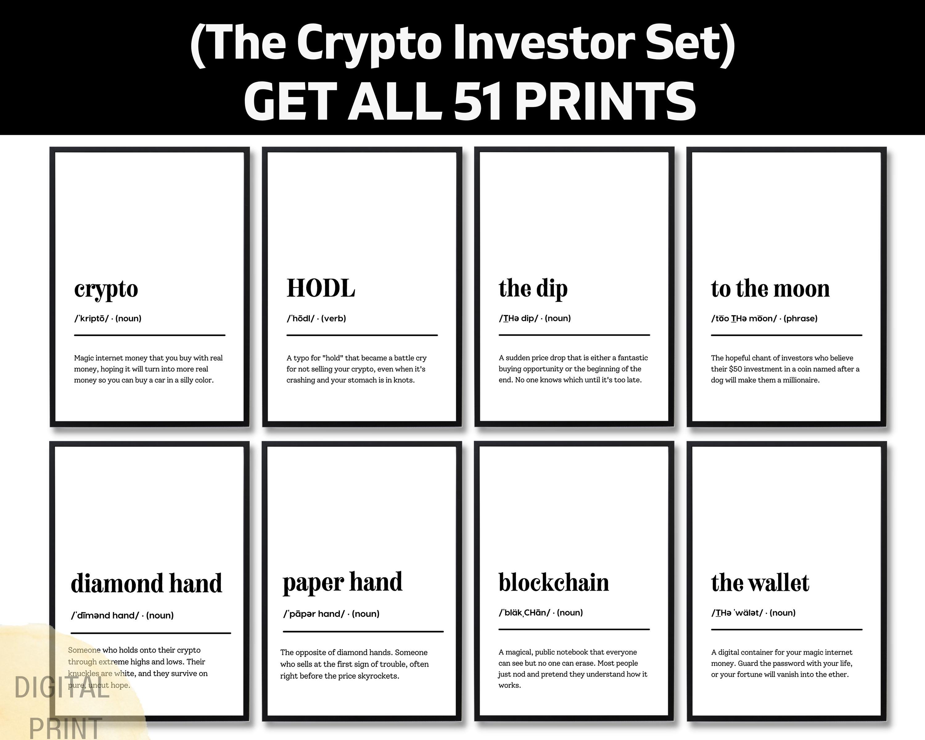 Crypto Investor Funny Definition, Bitcoin Humor Print, HODL Wall Art,  Sarcastic Trader Gift, to the Moon Quote, Cryptocurrency Decor - Etsy Israel
