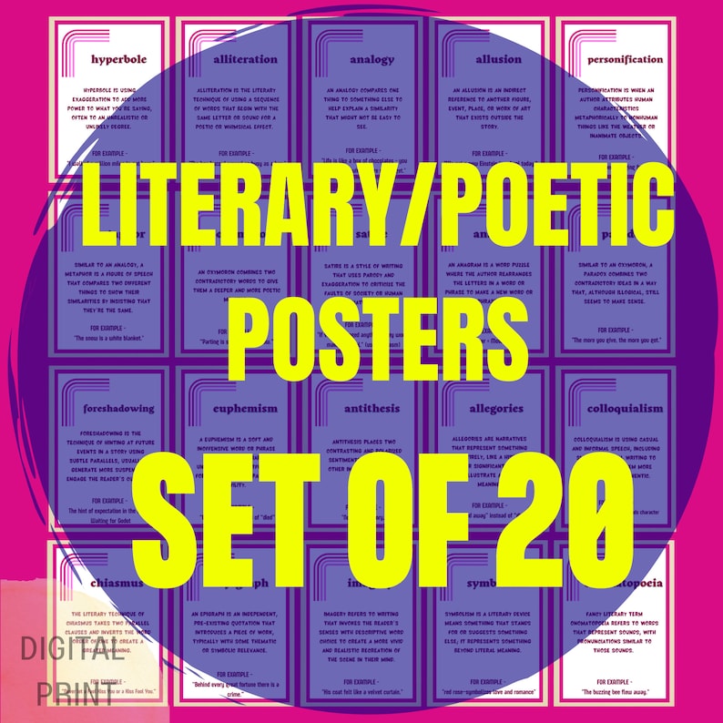 LITERARY DEVICE POSTERS Set of 20 English Classroom Decor Etsy