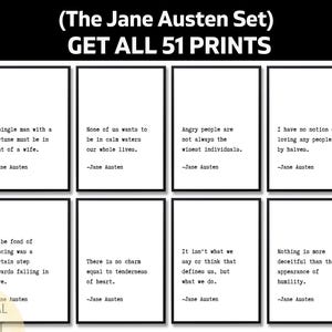 51 Jane Austen Quotes, Printable Wall Art, Regency Romance Digital Download, Book Lover Decor, Witty Literary Heroine Quote Set