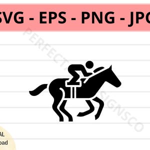 Cheval de course signe Svg, fichier icône cheval de course, symbole cheval de course coupe fichier Svg pour Cricut, Silhouette, vecteur Svg Png Eps Jpg