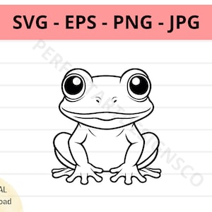 Cute frog svg file, baby frog outline svg, frog clipart svg, frog svg cut files for cricut and silhouette, frog vector svg eps png jpg