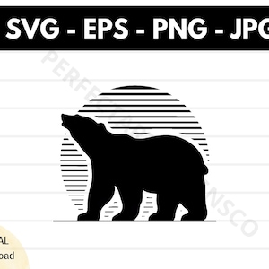 Polar bear silhouette svg file, Polar bear cutting svg file for cricut, Polar bear outline clipart svg, Polar bear vector svg eps png