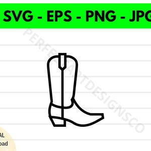Contorno de bota de vaquero (Svg), archivo de corte Cricut de bota de vaquero, diseño de camiseta de bota de vaquero, clipart de bota de vaquero imprimible (Svg, vector, eps, png)