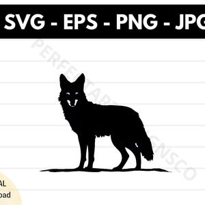 Coyote silhouette svg file, Coyote outline clipart svg, Coyote cutting svg file for cricut, Coyote vector svg eps png