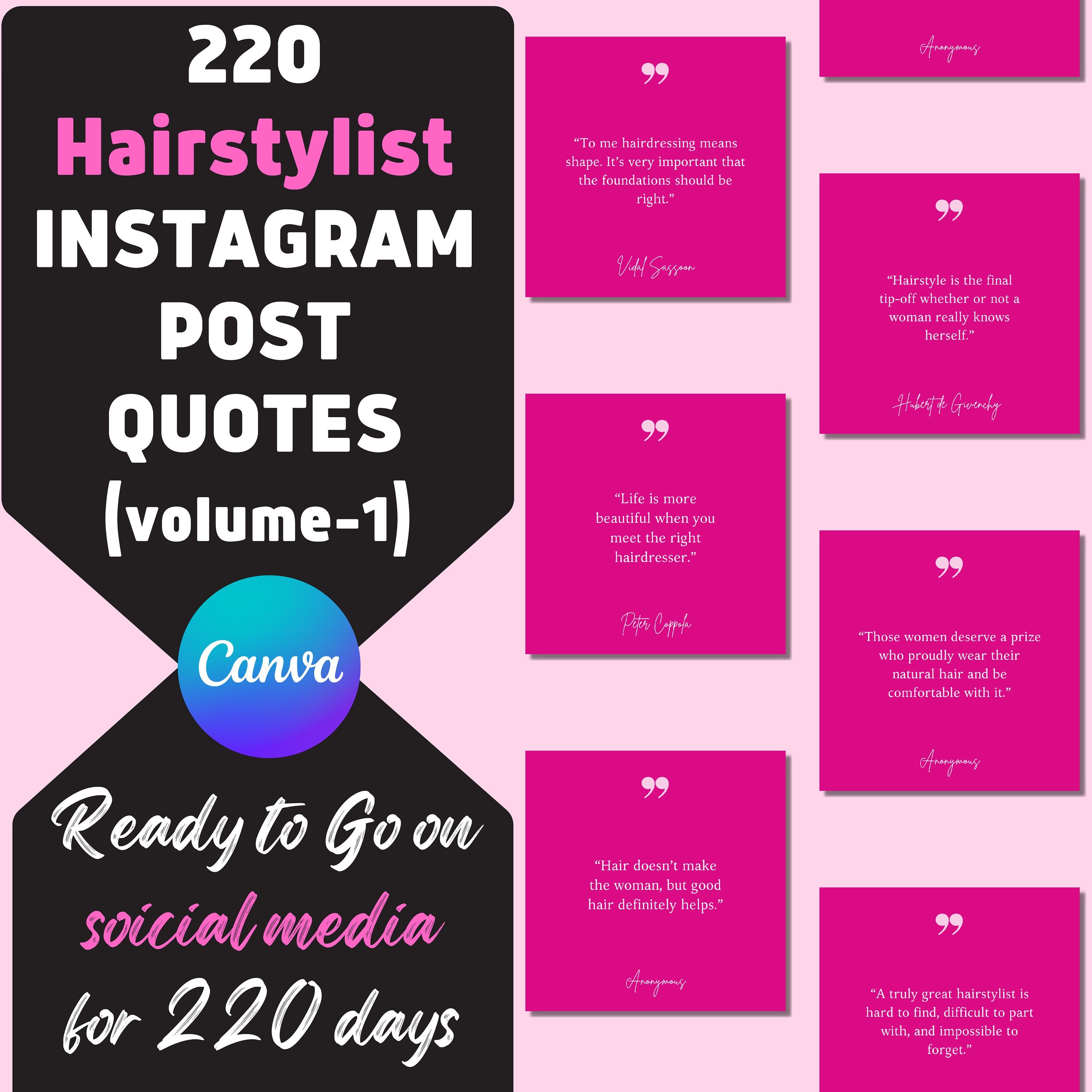 PINK & BLACK Instagram Posts | 9 Hair Quotes by Famous People + 9 Digital  Papers - LuvlyLongLocks