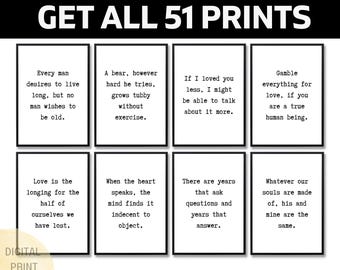 Set Of 51 Literature Quote Prints, Classic Book Wall Art, Dark Academia Decor, English Teacher Gift, Library Poster, Digital Download