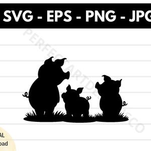 3 małe świnki sylwetka Svg, 3 małe świnki Cricut, 3 małe świnki projekt koszulki, 3 małe świnki clipart do druku Svg wektor Eps Png Jpg